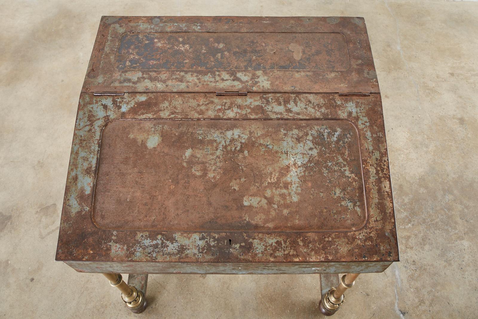 19th Century English Iron Bronze Industrial Davenport Desk 5
