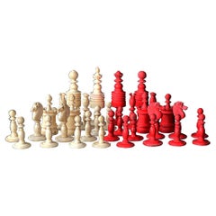 Antique 19th Century English Ivory Chess Set