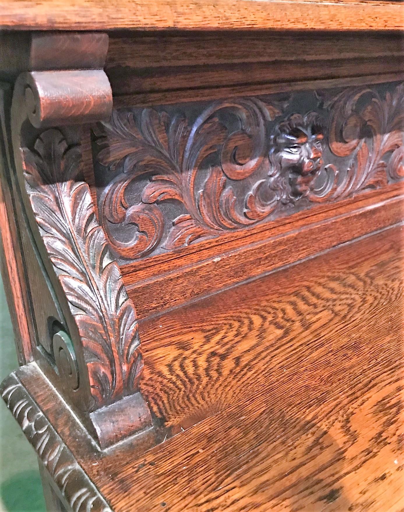 Carved 19th Century English Jacobean Oak Cabinet