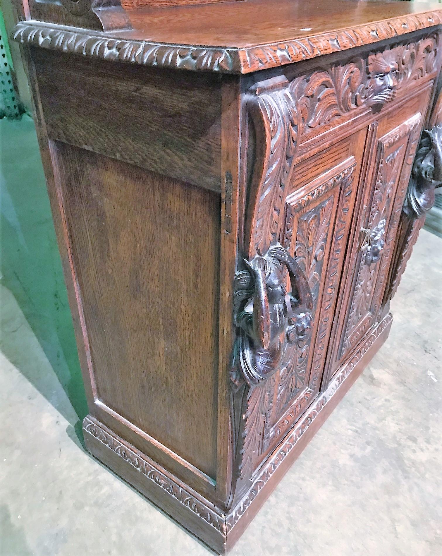 Mid-19th Century 19th Century English Jacobean Oak Cabinet