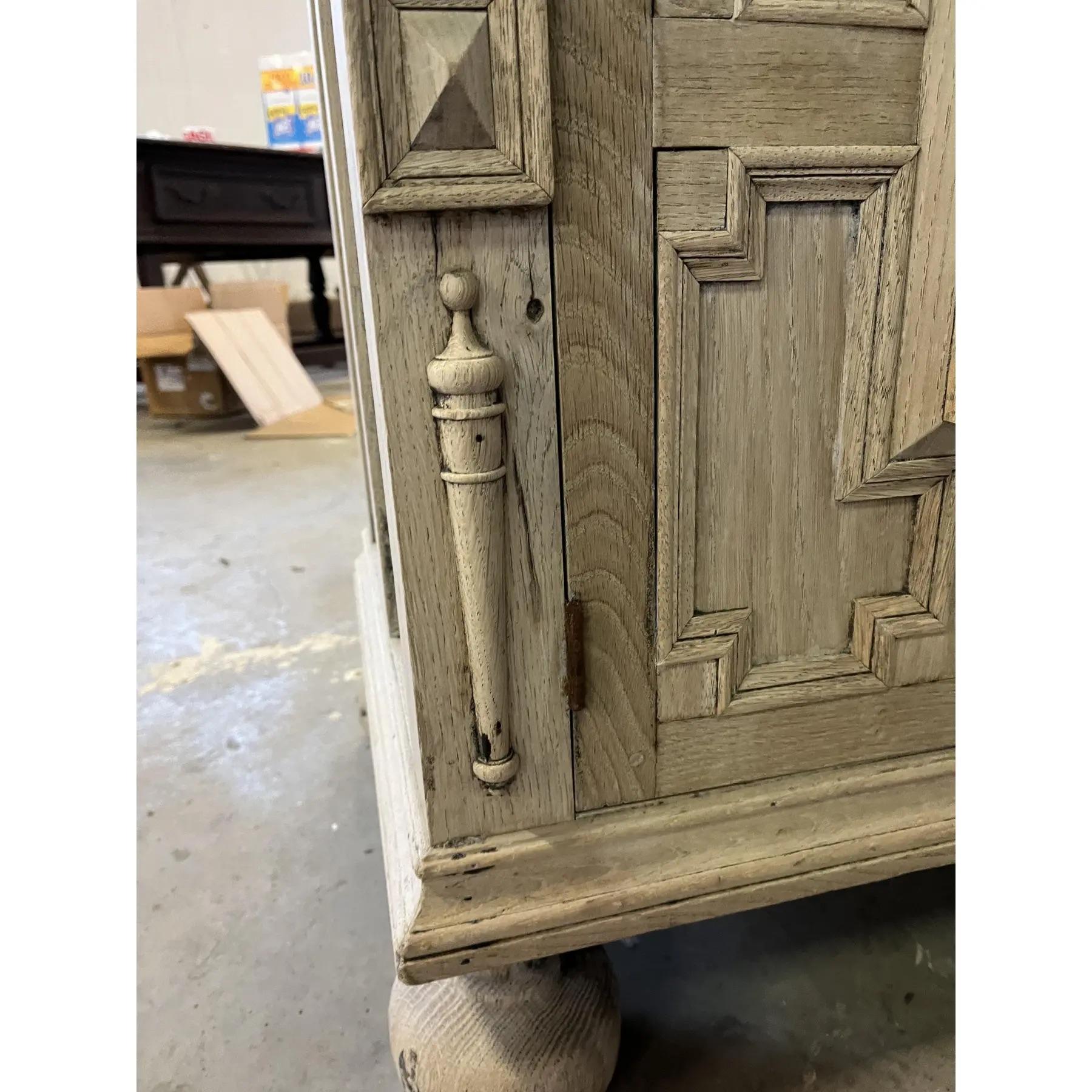 19th Century English Jacobean Sideboard in Bleached Oak 9