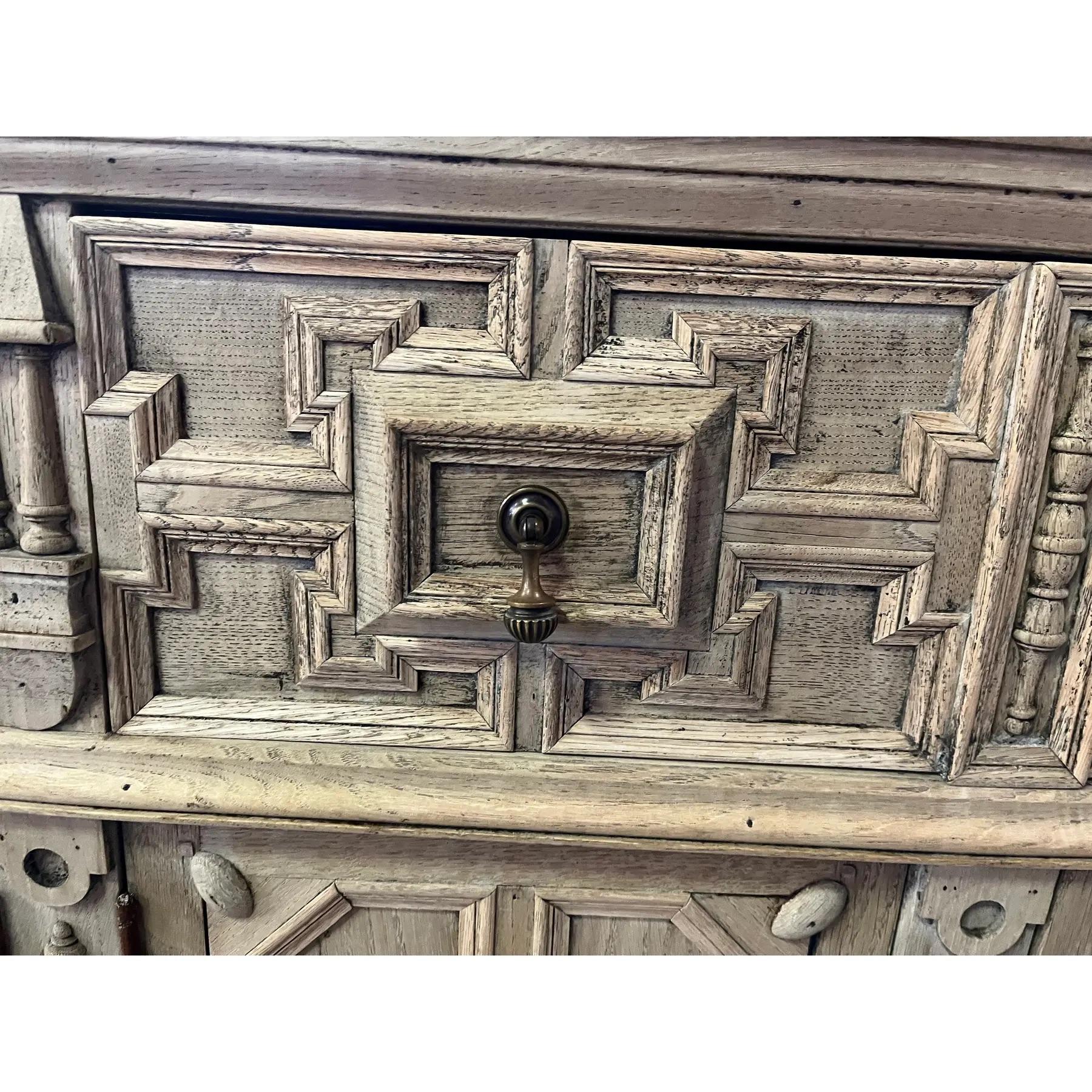 19th Century English Jacobean Sideboard in Bleached Oak 4