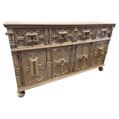 19th Century English Jacobean Sideboard in Bleached Oak
