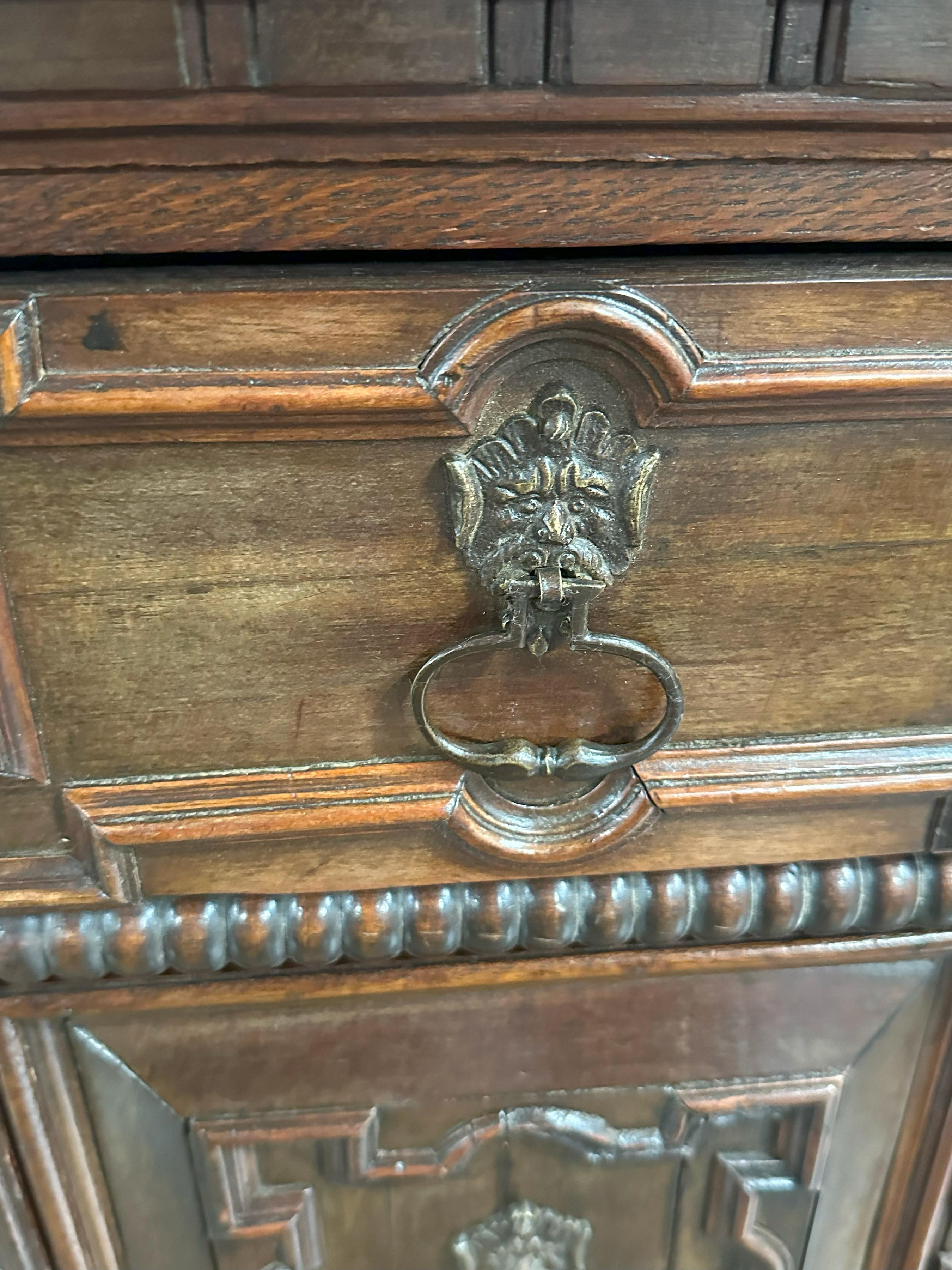 19th Century English Jacobean Style Walnut and Oak Two Part Chest of Drawers For Sale 2