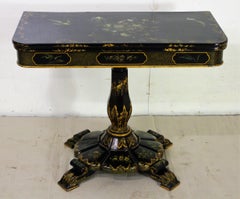19th Century English Japanned Lacquered Card Table