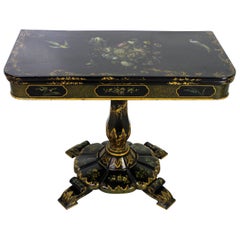 Antique 19th Century English Japanned Lacquered Card Table