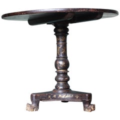 Antique 19th Century English Japanned Tilt Top Occasional Table Country House