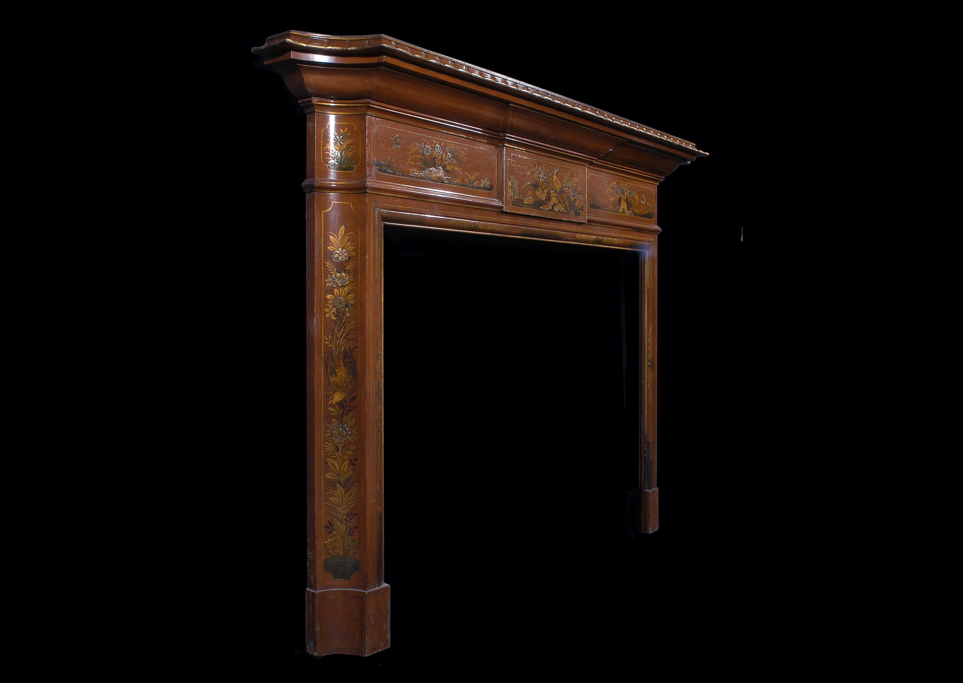 19th Century English Japanned Wood Fireplace In Good Condition For Sale In London, GB