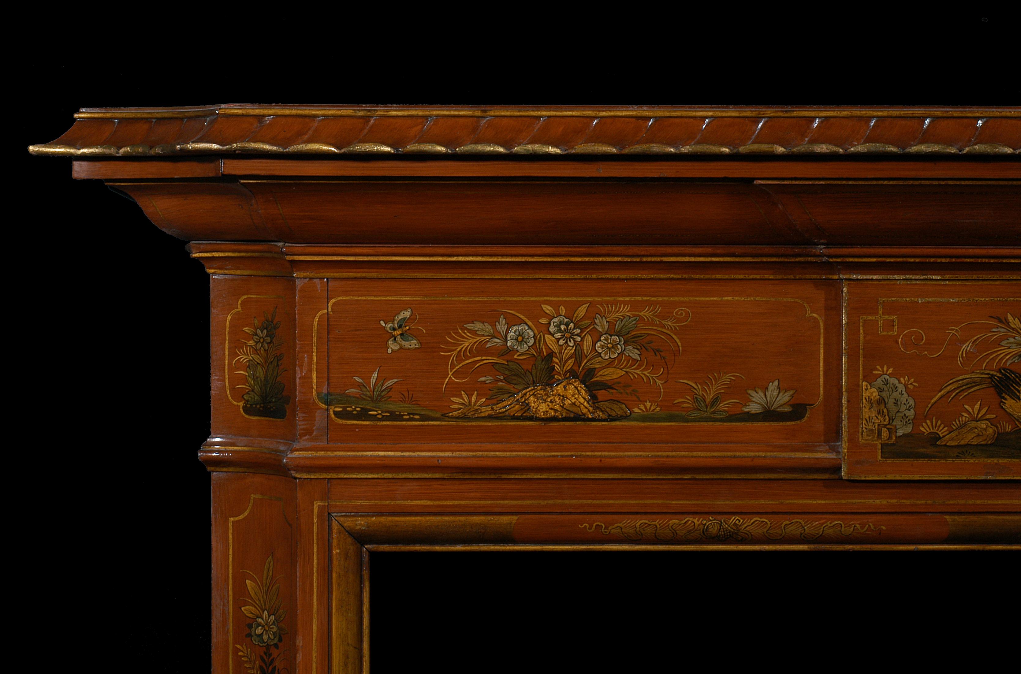19th Century English Japanned Wood Fireplace For Sale 1