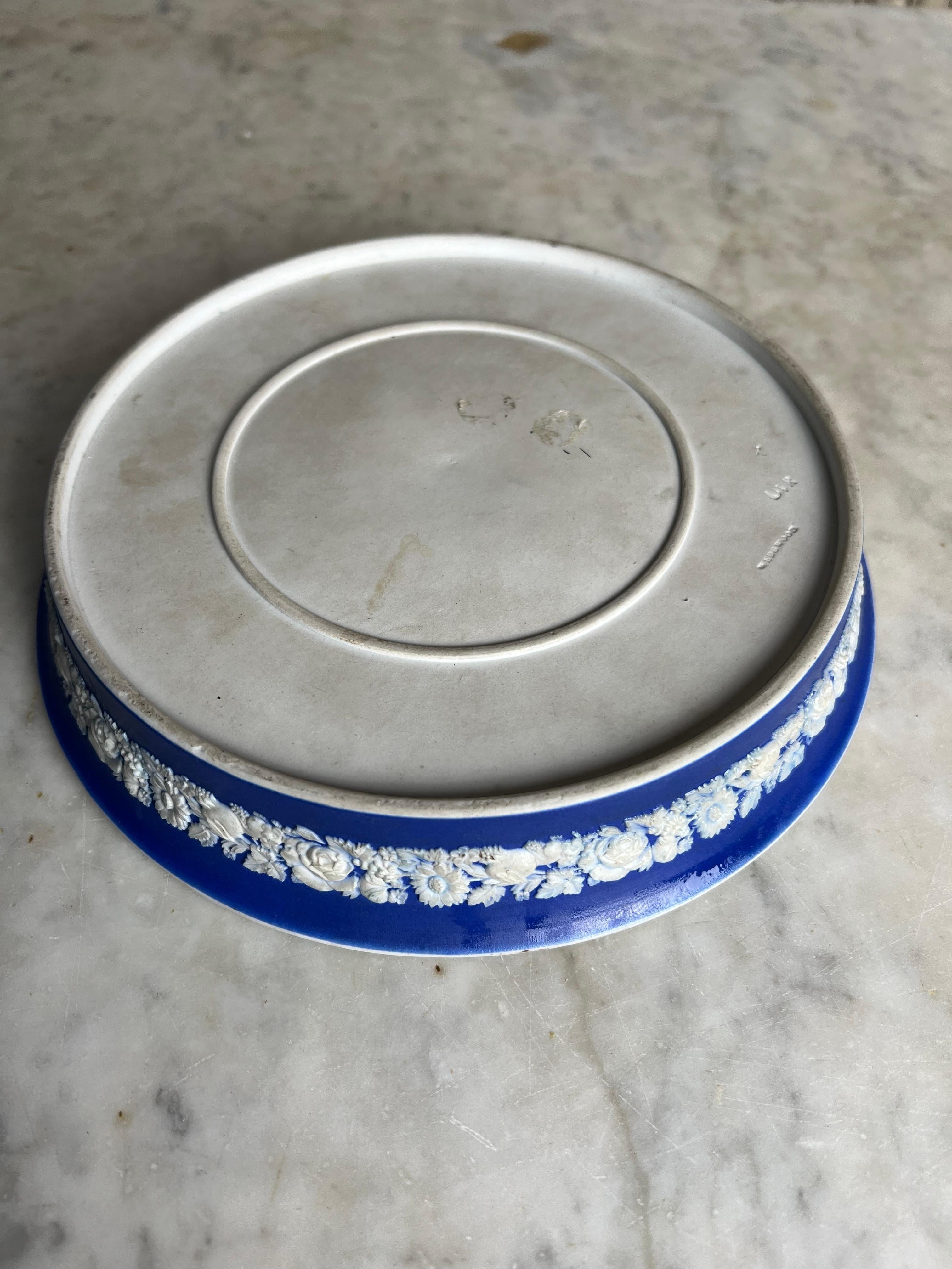 19th Century English Jasperware Planter and Stand in Blue and White.   For Sale 2