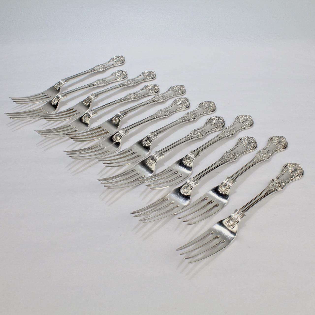 19th Century English Queen Pattern Sterling Silver 112 Piece Flatware Set for 12 For Sale 4