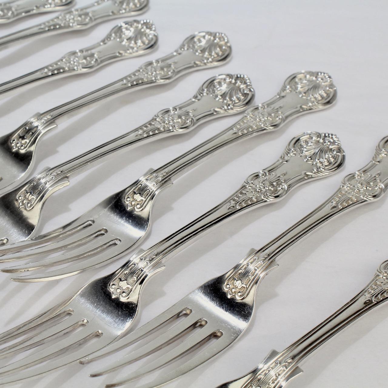 19th Century English Queen Pattern Sterling Silver 112 Piece Flatware Set for 12 For Sale 5