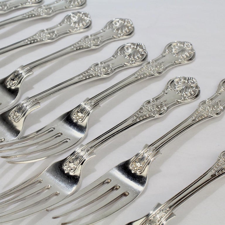 19th Century English Kings Pattern Sterling Silver 112 Piece Flatware
