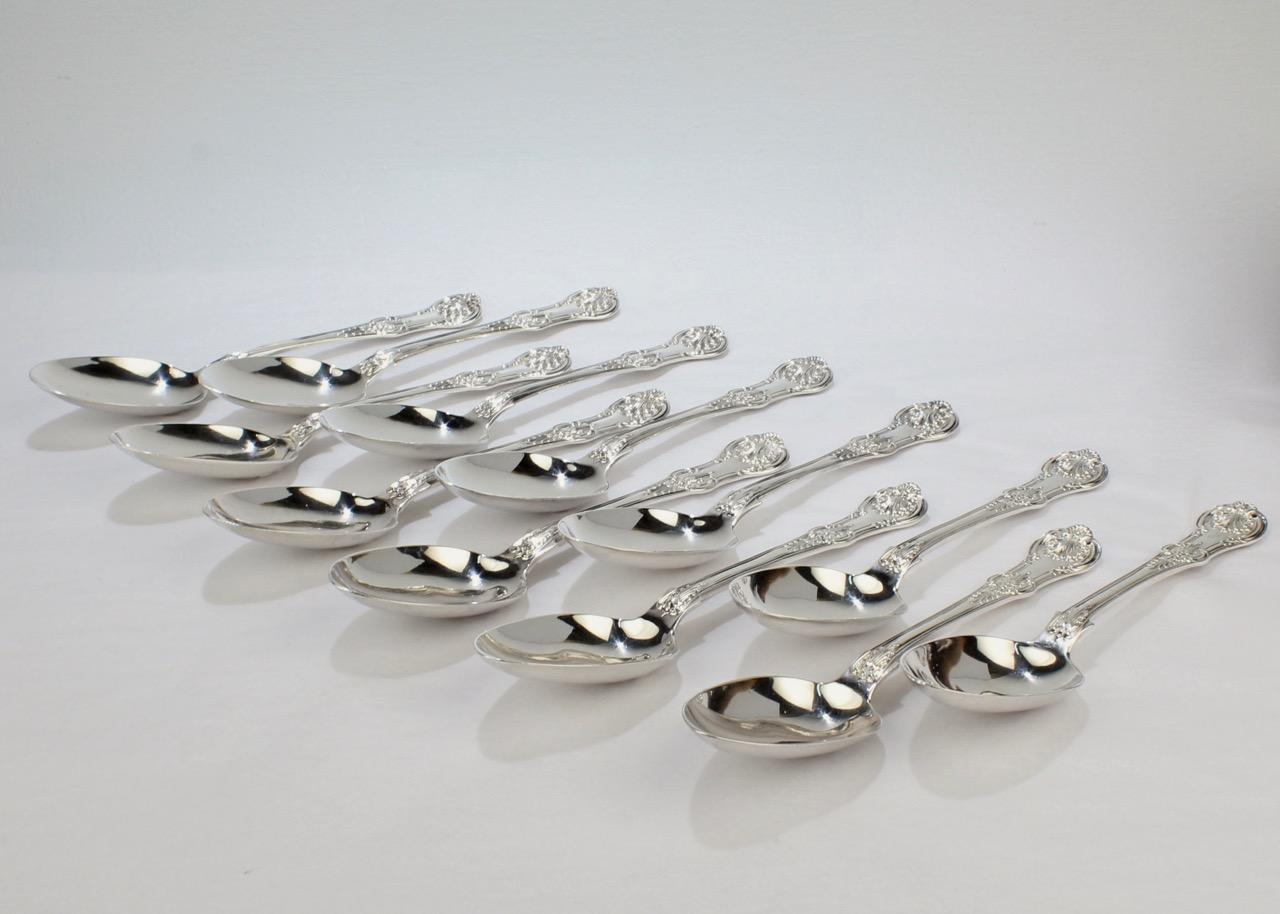 19th Century English Queen Pattern Sterling Silver 112 Piece Flatware Set for 12 6