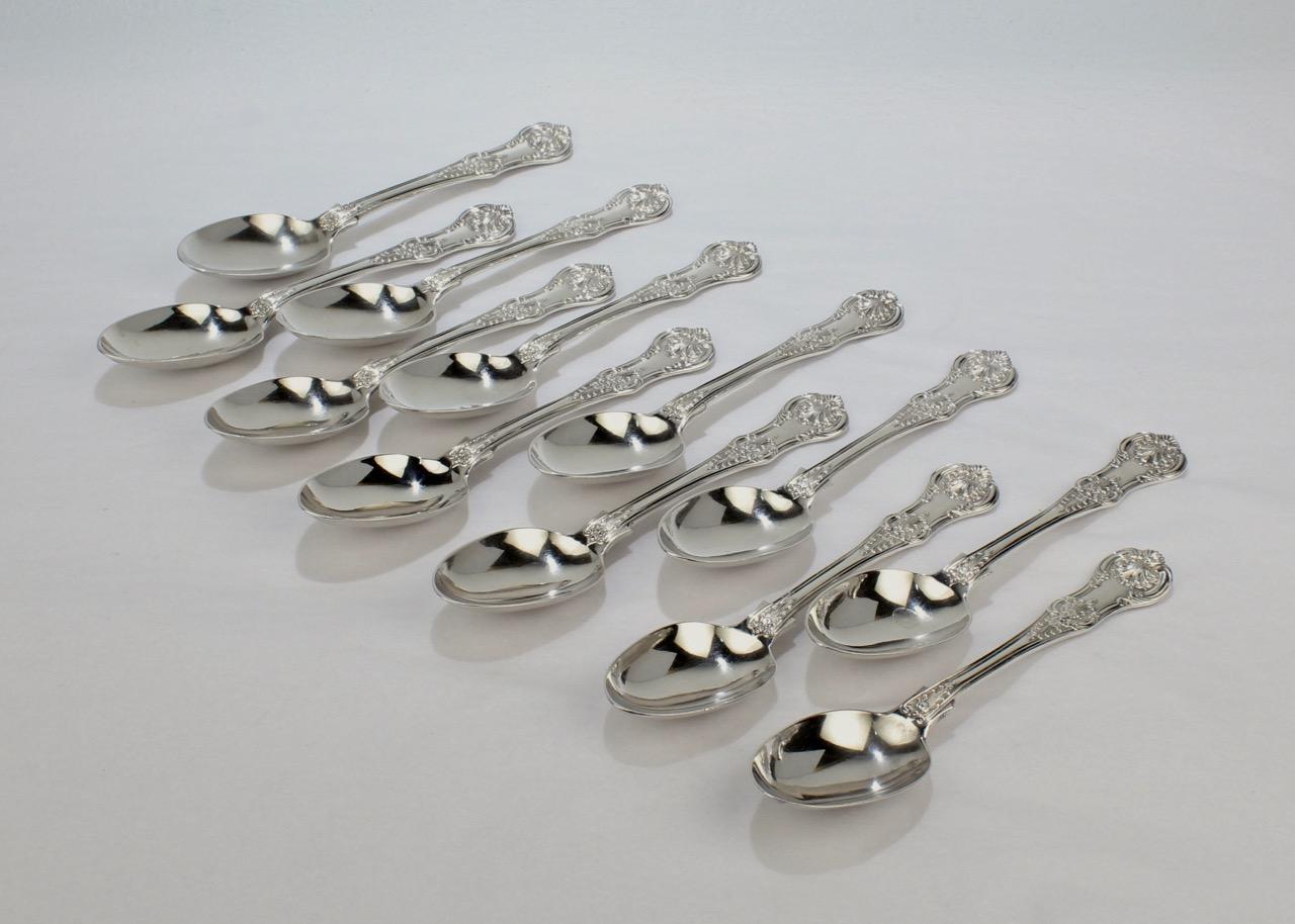 19th Century English Queen Pattern Sterling Silver 112 Piece Flatware Set for 12 For Sale 7