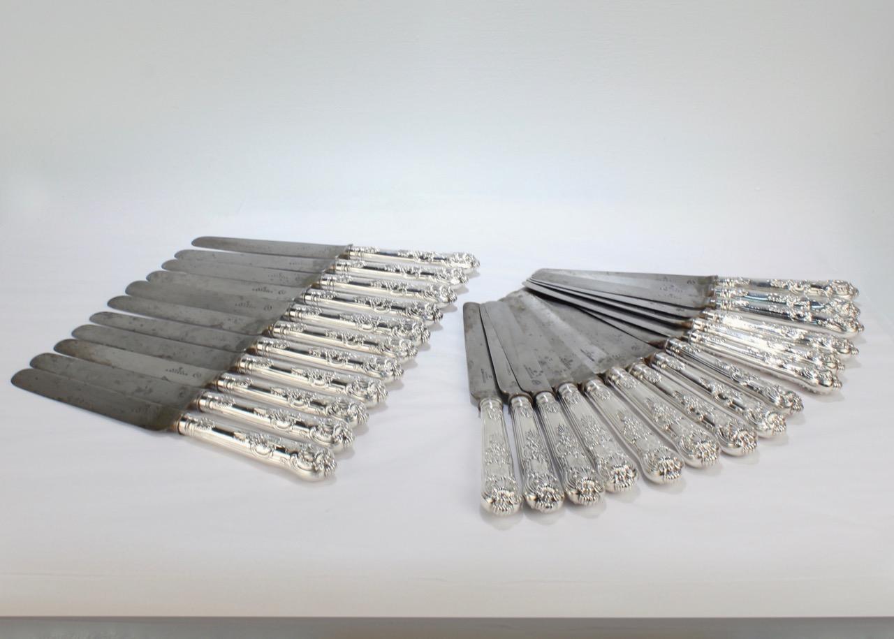 19th Century English Queen Pattern Sterling Silver 112 Piece Flatware Set for 12 For Sale 8