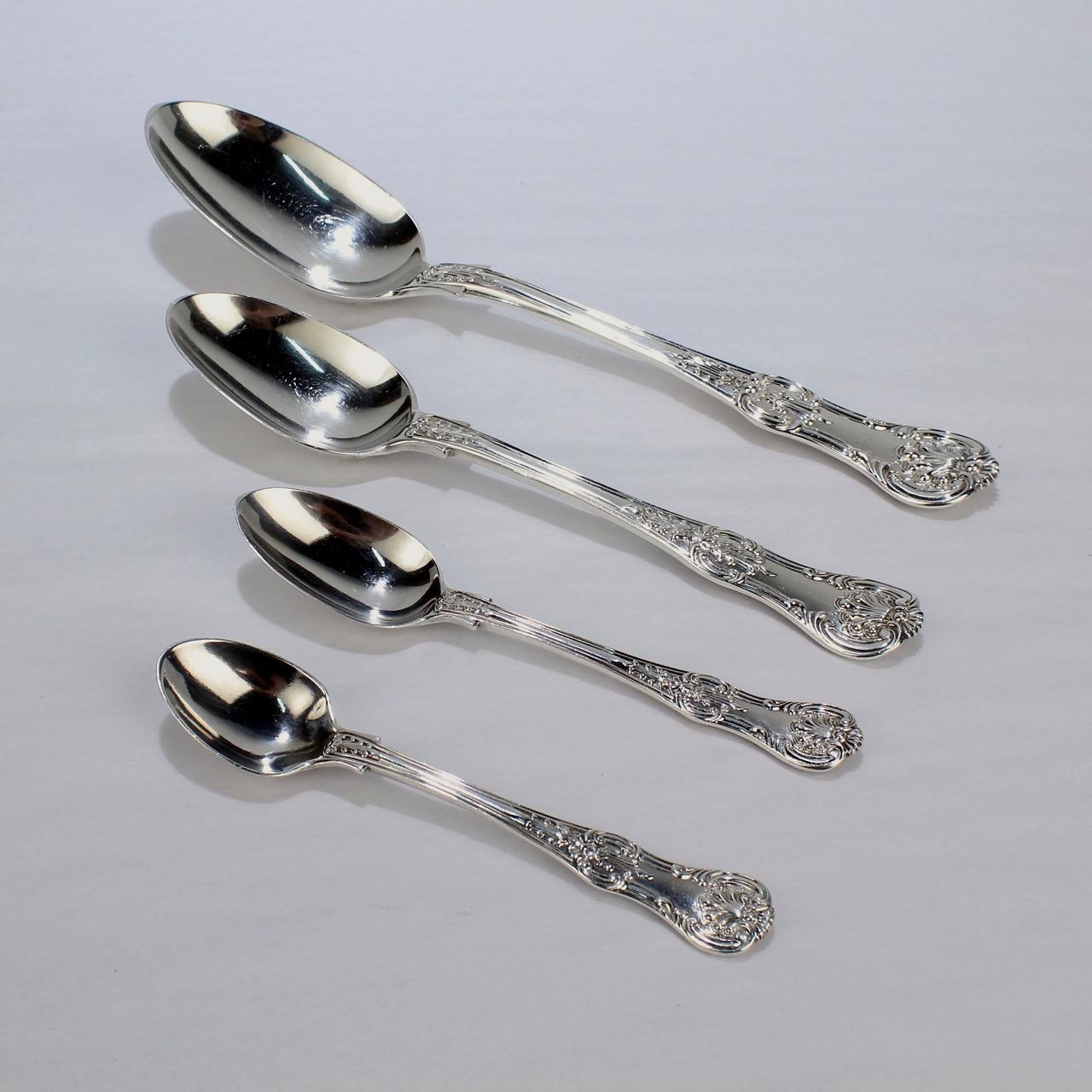 Late Victorian 19th Century English Queen Pattern Sterling Silver 112 Piece Flatware Set for 12 For Sale