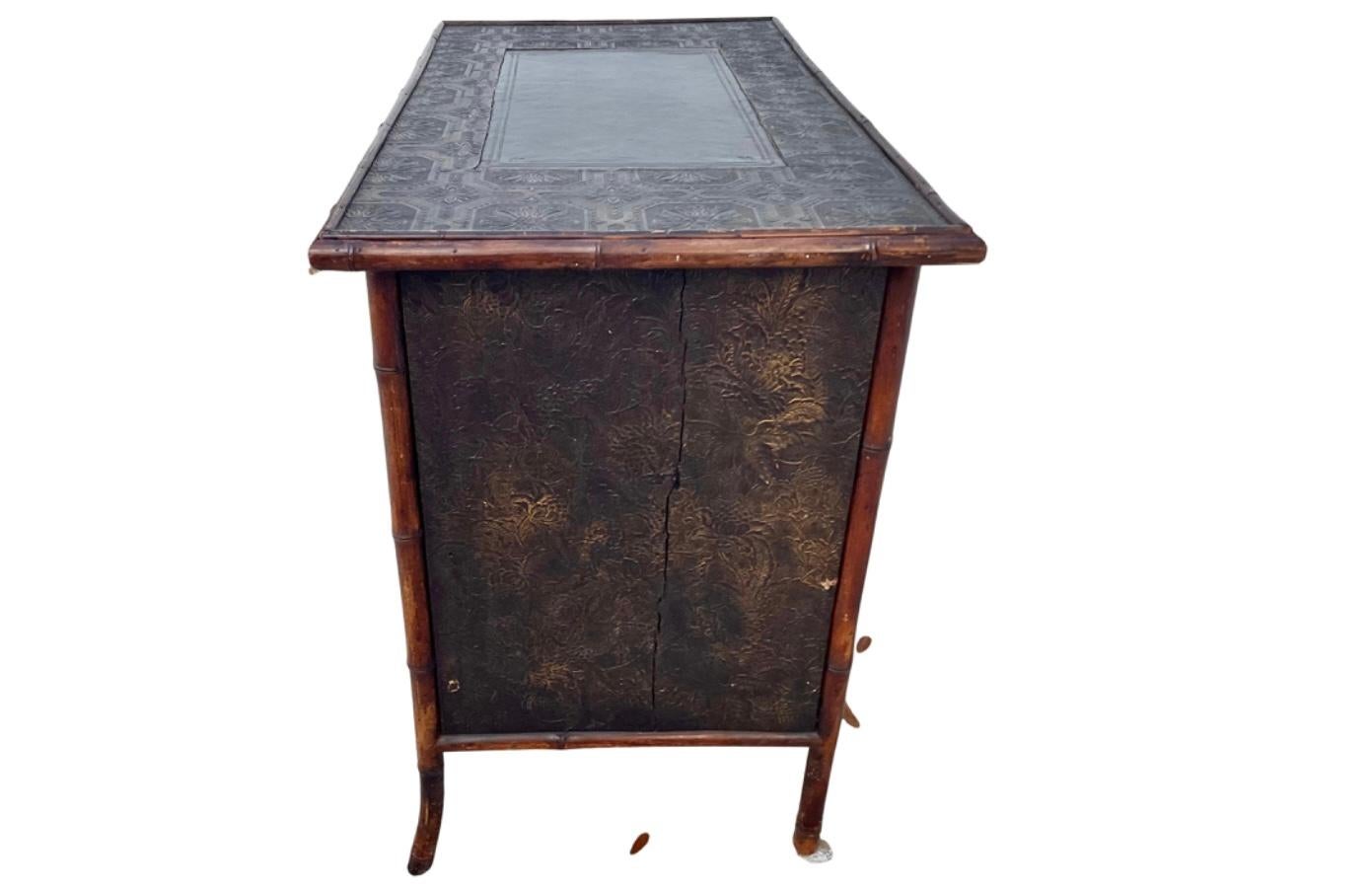 19th Century English Lacquered Bamboo Writing Table Desk For Sale 3