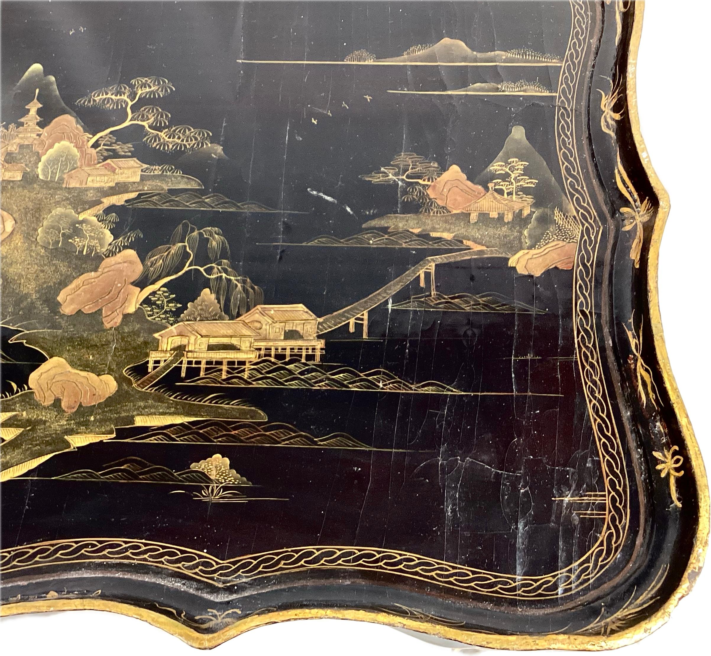 19th Century English Lacquered Chinoiserie Table For Sale 9