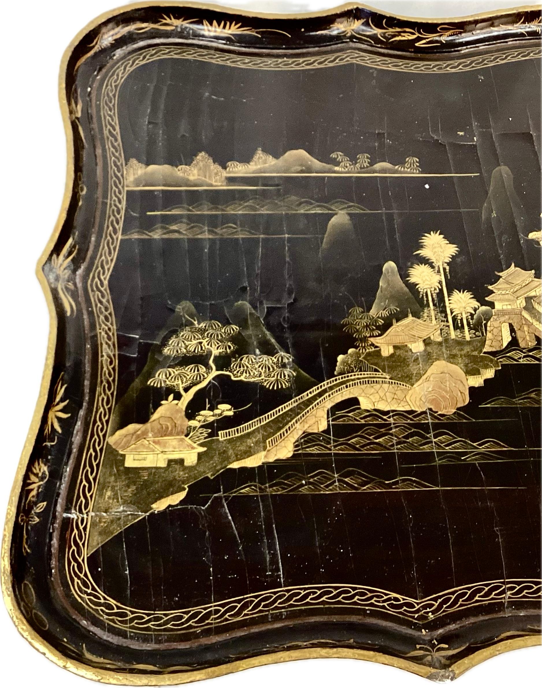 19th Century English Lacquered Chinoiserie Table For Sale 10