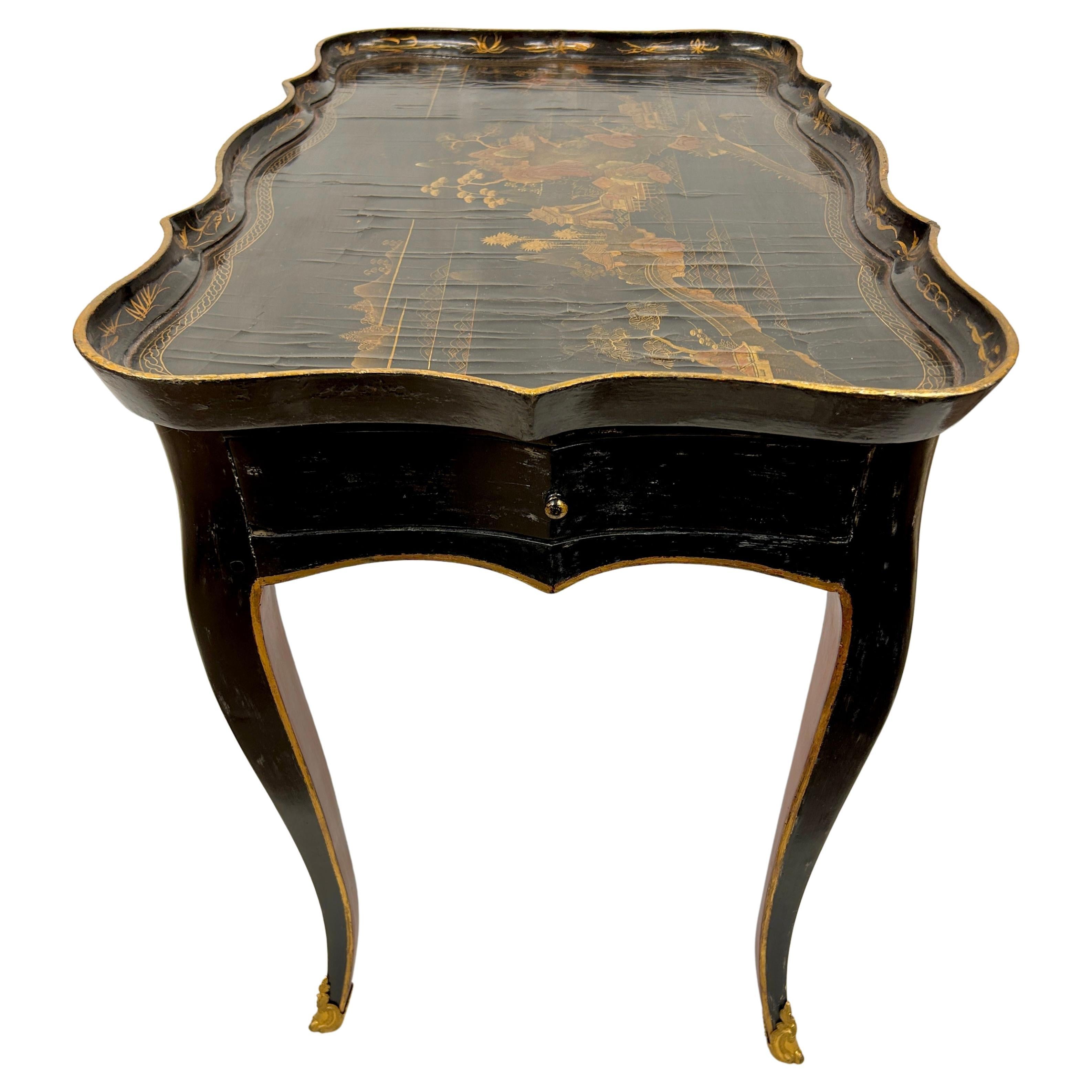 19th Century English Lacquered Chinoiserie Table For Sale 4