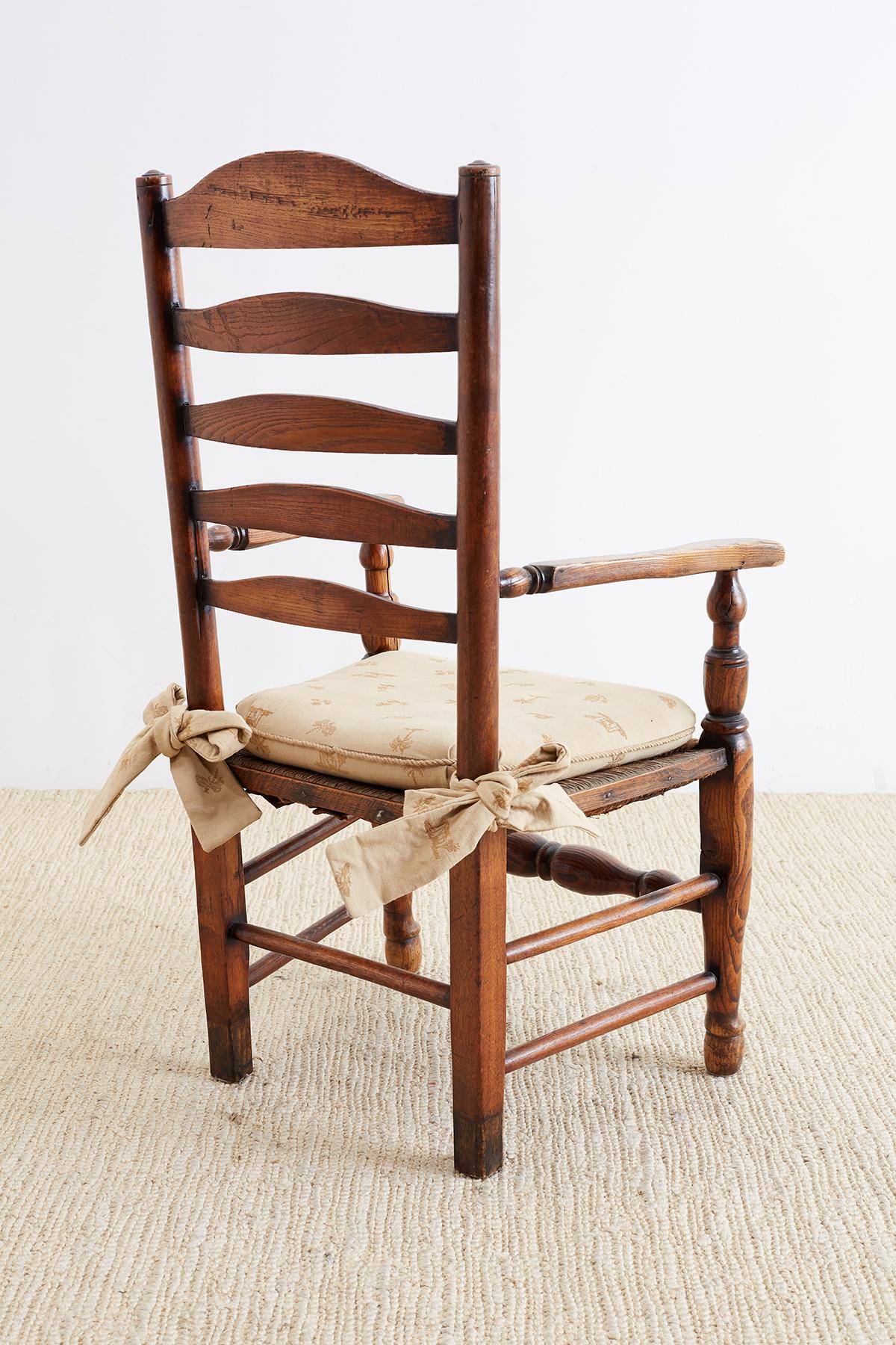 Hand-Woven 19th Century English Ladder Back Chair For Sale