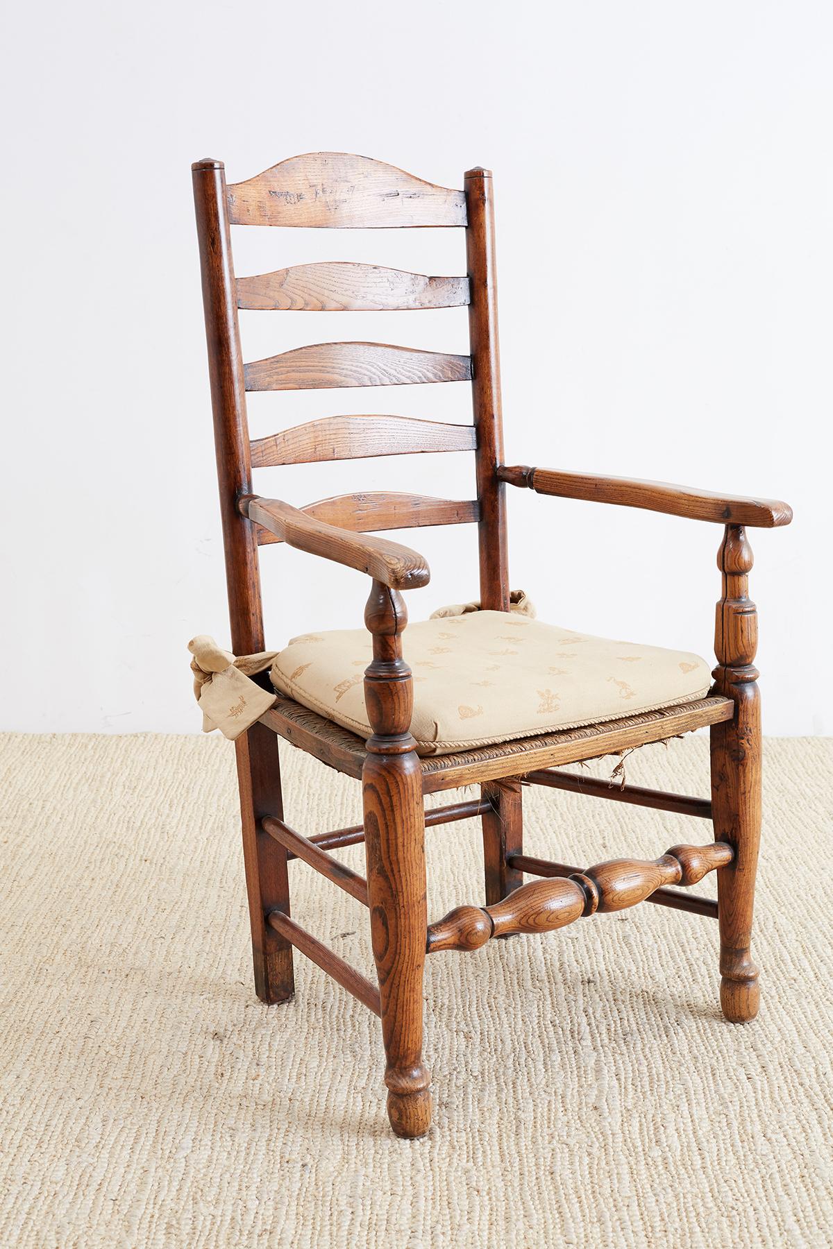 Wood 19th Century English Ladder Back Chair For Sale