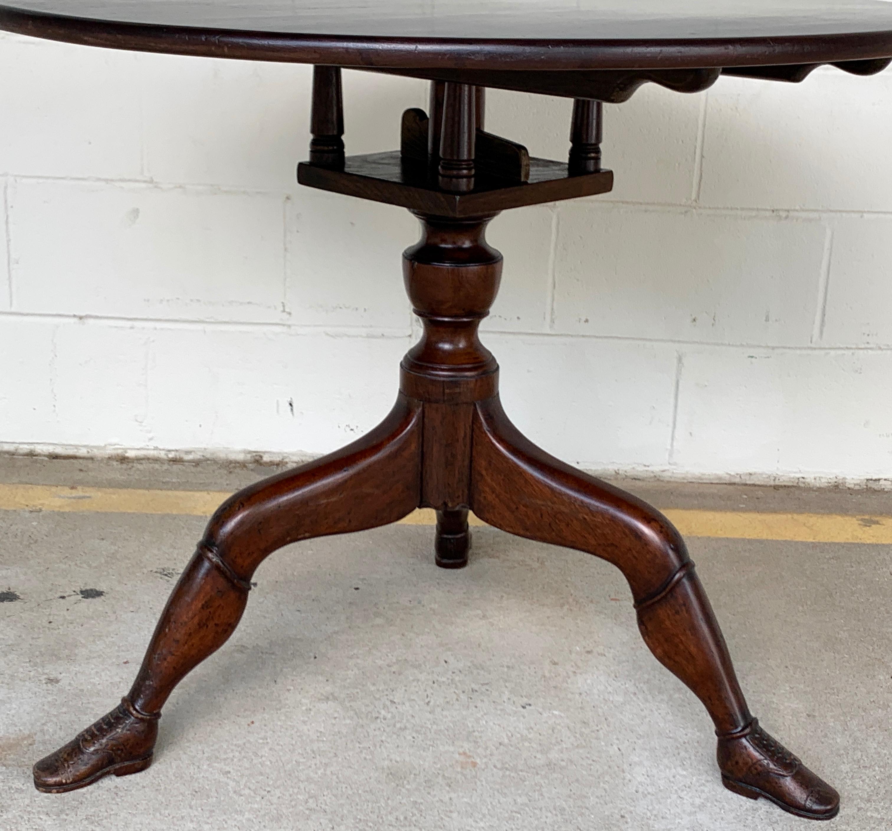 19th Century English Lady Leg Birdcage Tilt Top Table In Good Condition For Sale In Atlanta, GA