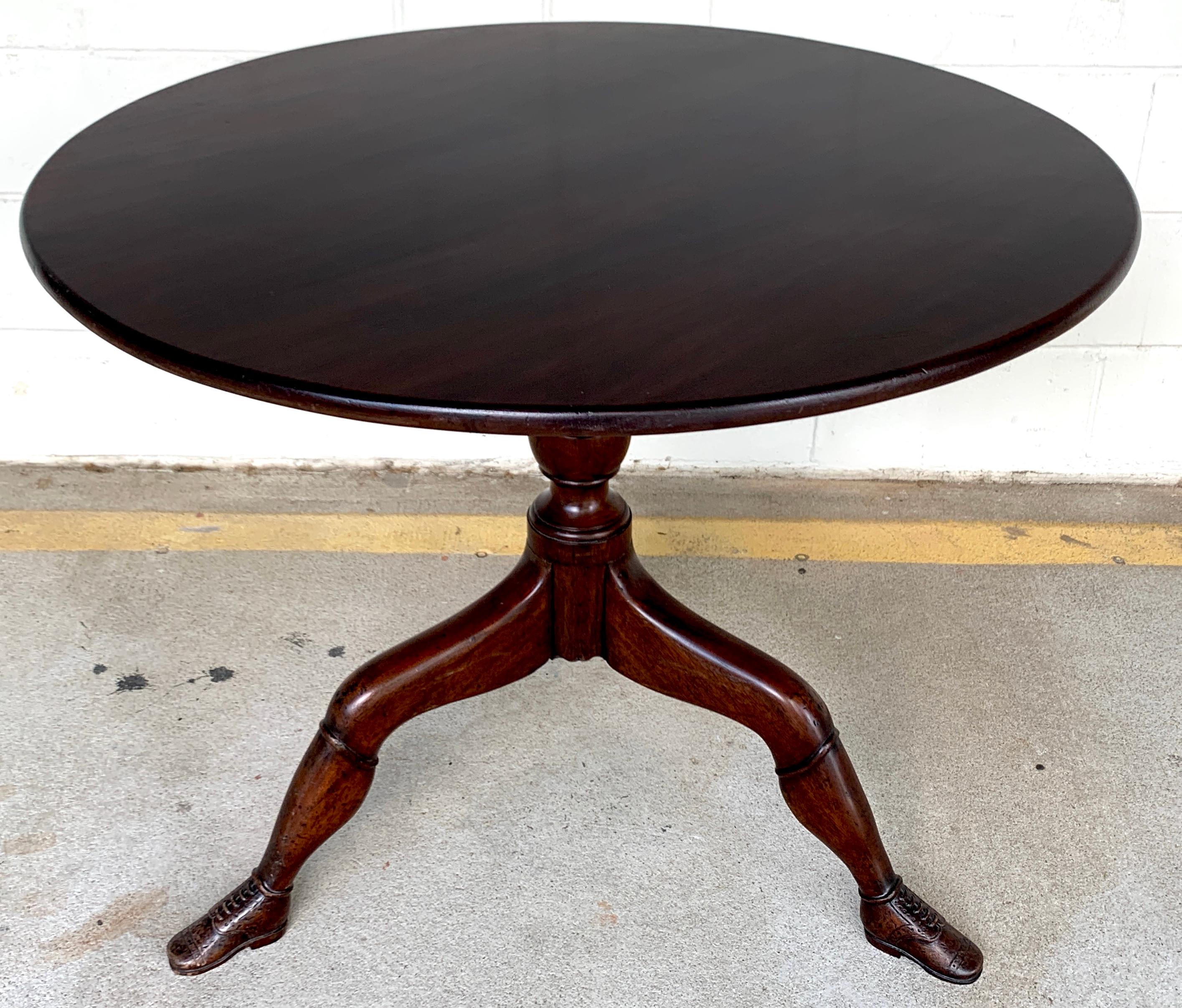 Mahogany 19th Century English Lady Leg Birdcage Tilt Top Table For Sale