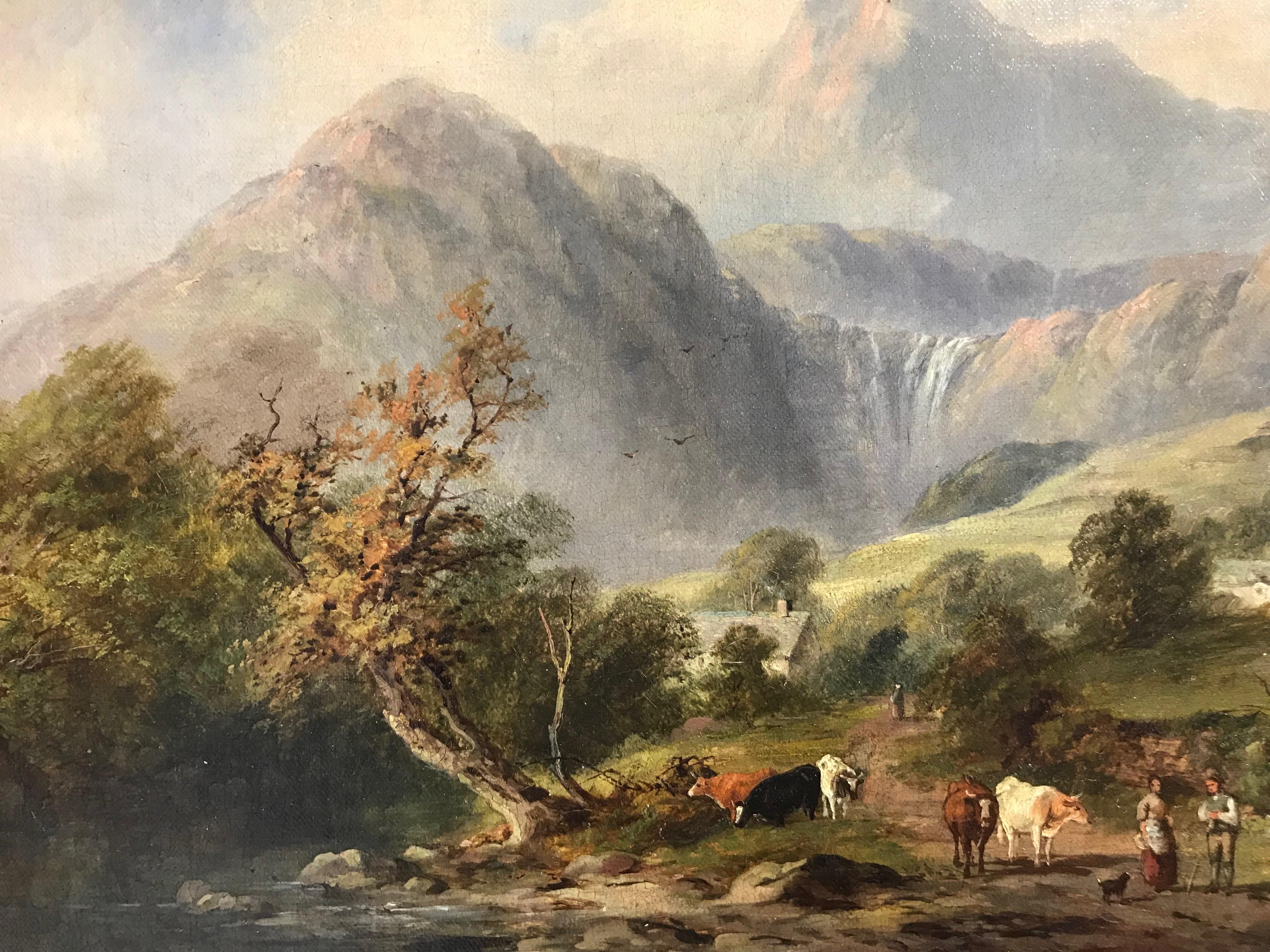 A small beautifully painted Classic English landscape. Appears to be unsigned but having some information written on the back stretcher, from the collection of Julian Jakobs, purchased in London 1967 by Mr. & Mrs. A & R Chan.
Oil on canvas in