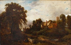 19th Century English Landscape Painting Oil on Canvas