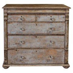 19th Century English Large Dry Scraped Chest of Drawers
