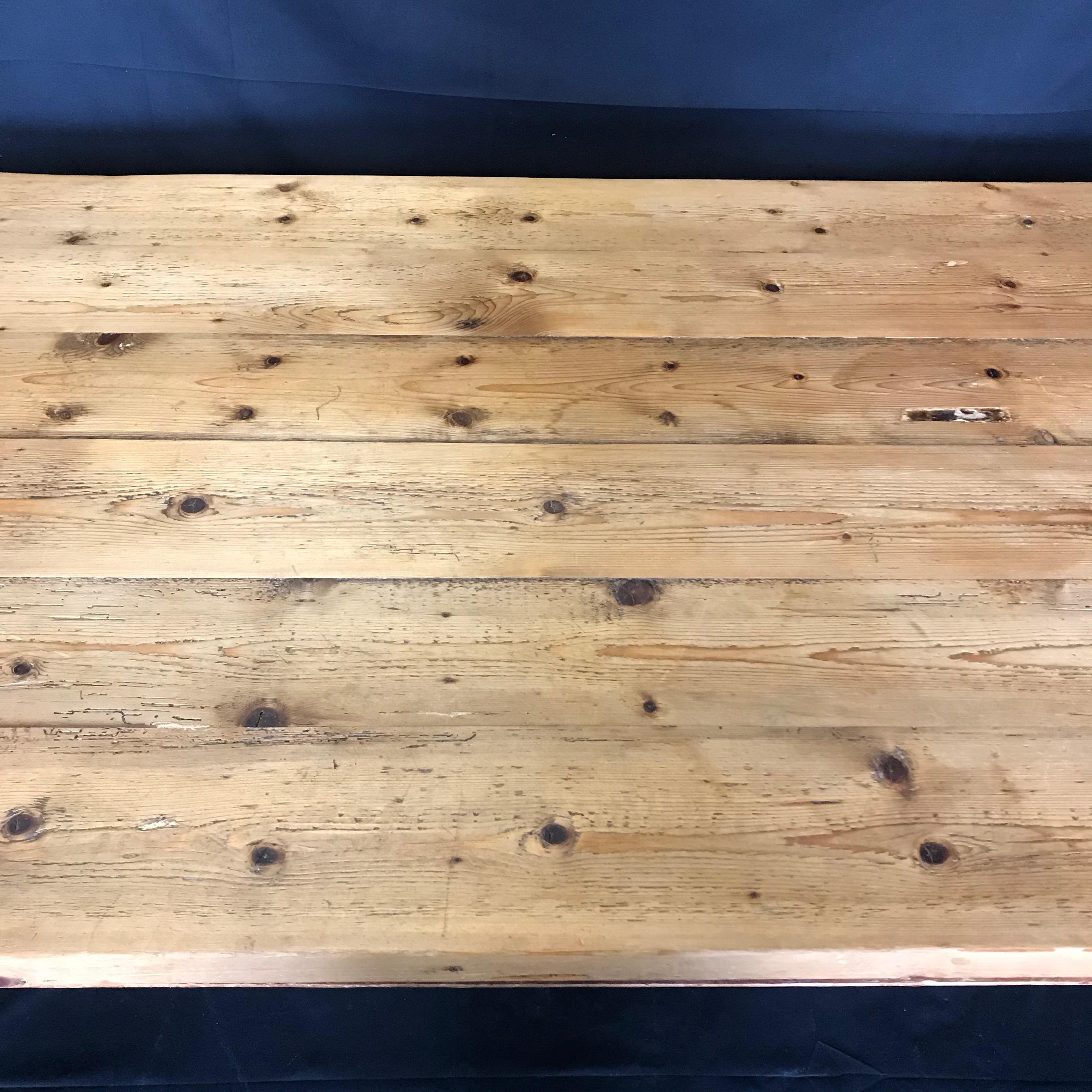 Rustic 19th Century English Large Scrubbed Pine Farmhouse Dining Table