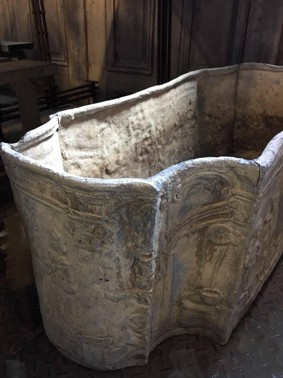 19th Century English Lead Cistern Planter with Classical Figural Relief 4