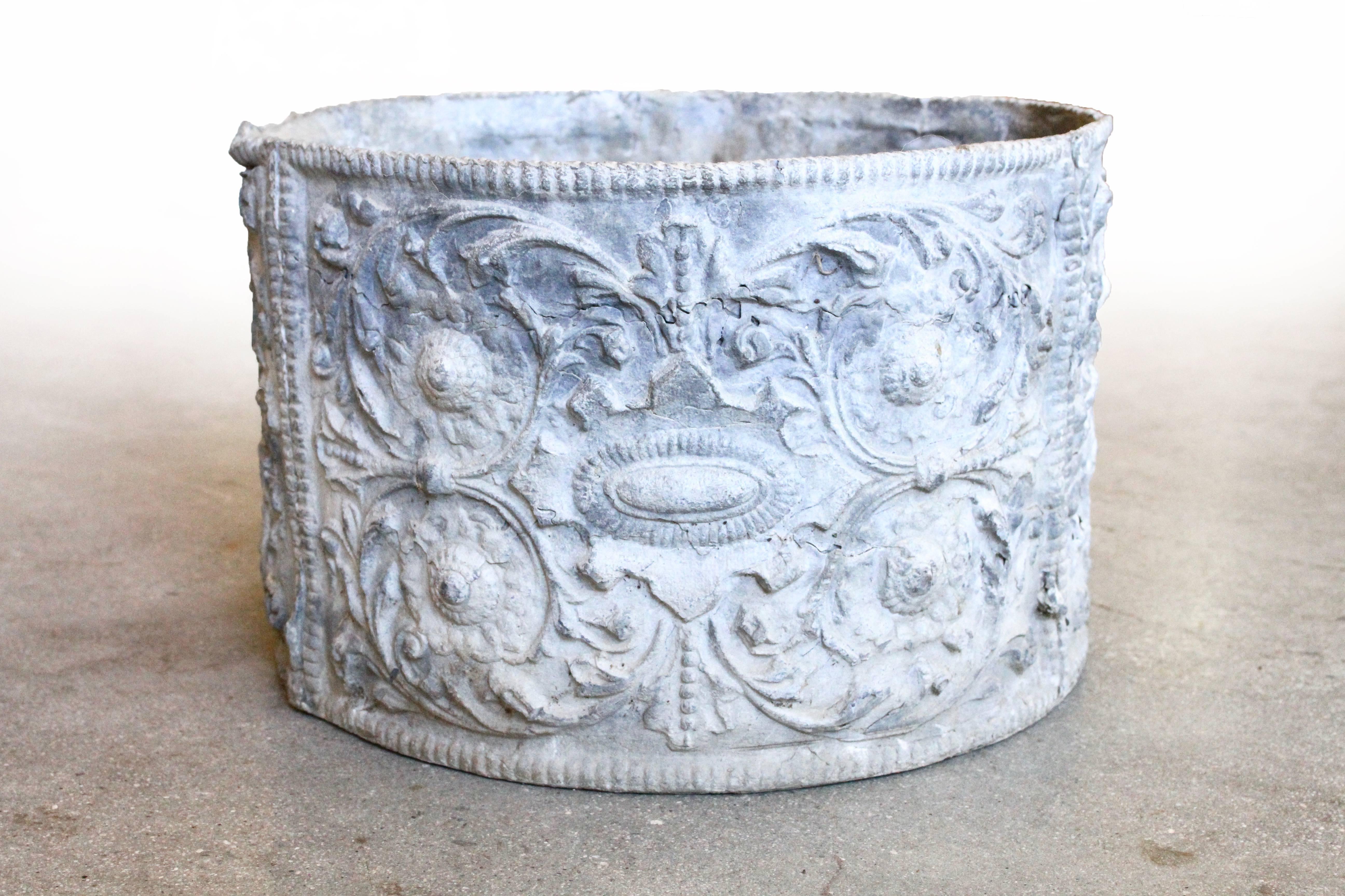 19th Century English Lead Planter with Renaissance Cartouche Relief Design For Sale 9