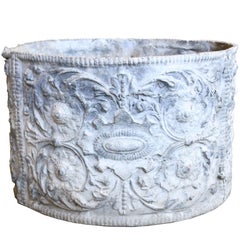 19th Century English Lead Planter with Renaissance Cartouche Relief Design