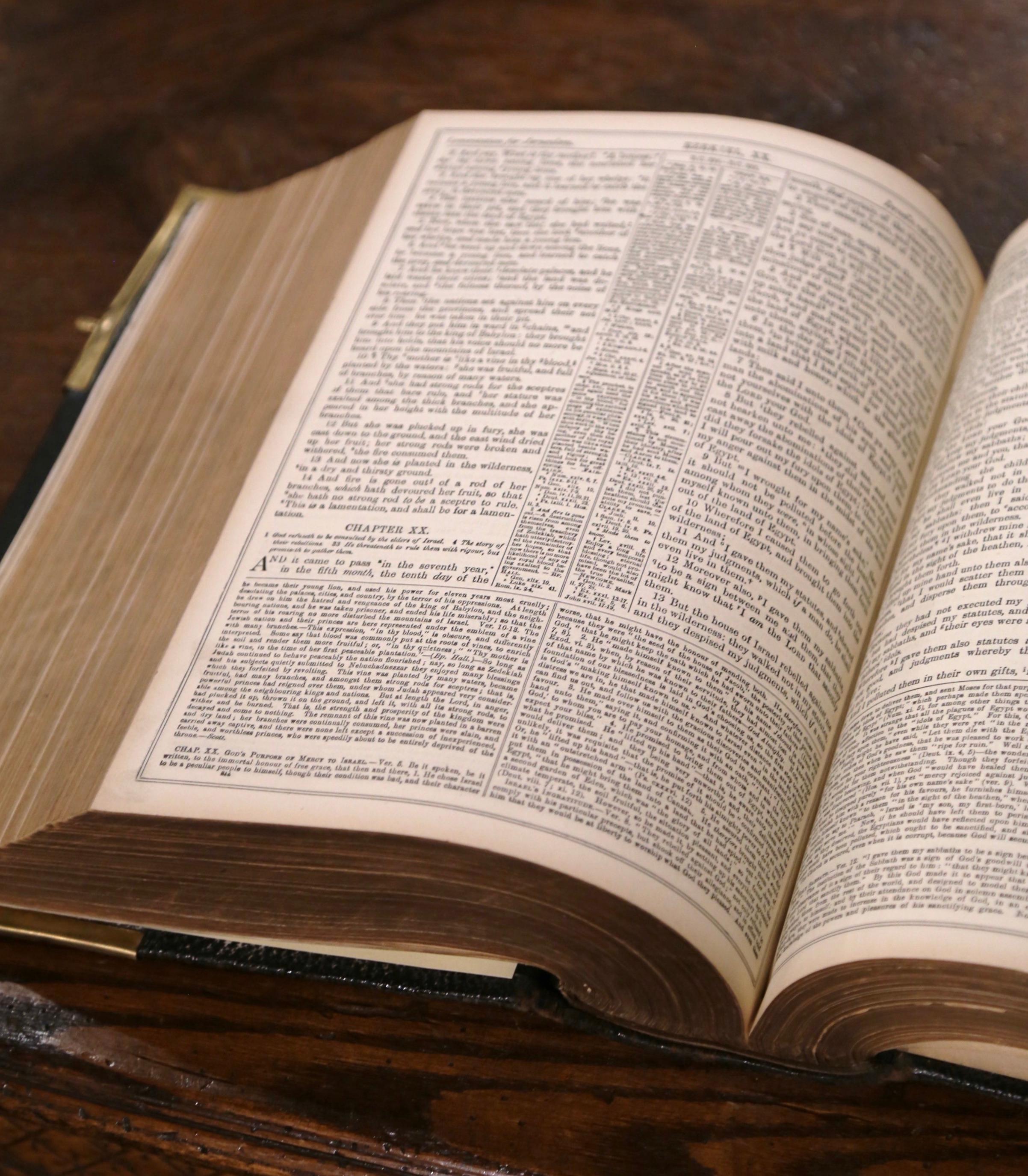 19th Century English Leather Bound and Brass Locks Family Holy Bible 4