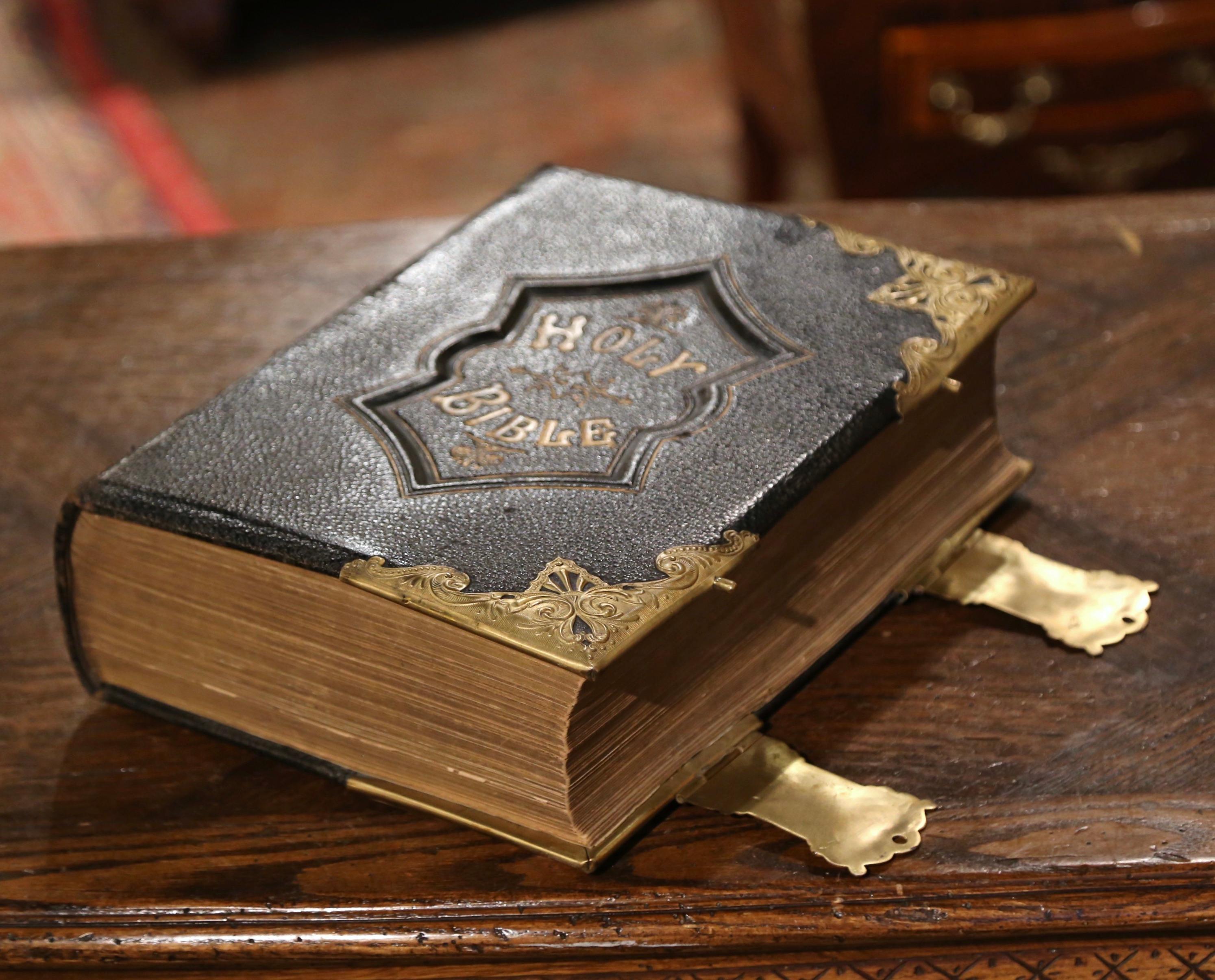This beautiful antique family bible was printed in England circa 1870, with an abridgement of the commentaries of Scott and Henry, and containing also many thousand critical and explanatory notes selected from the Standard Authors of Europe and