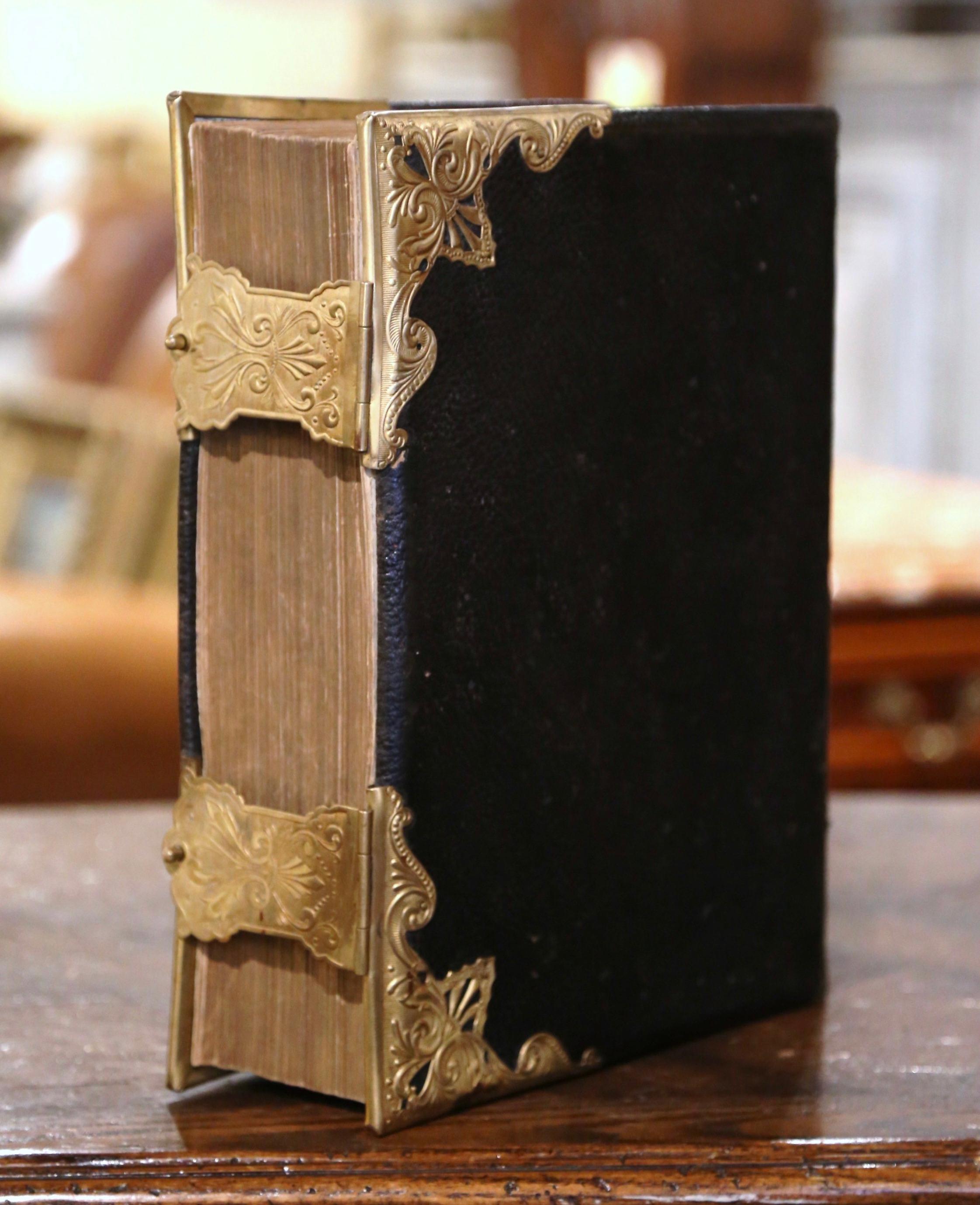 19th Century English Leather Bound and Brass Locks Family Holy Bible 3