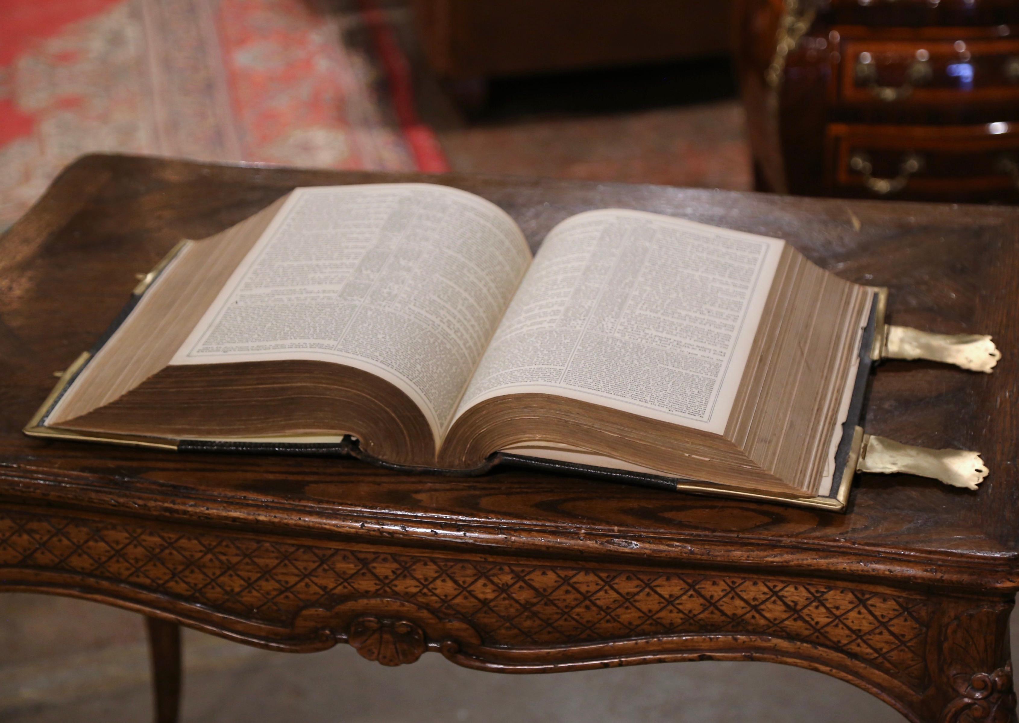 19th Century English Leather Bound and Brass Locks Family Holy Bible 3