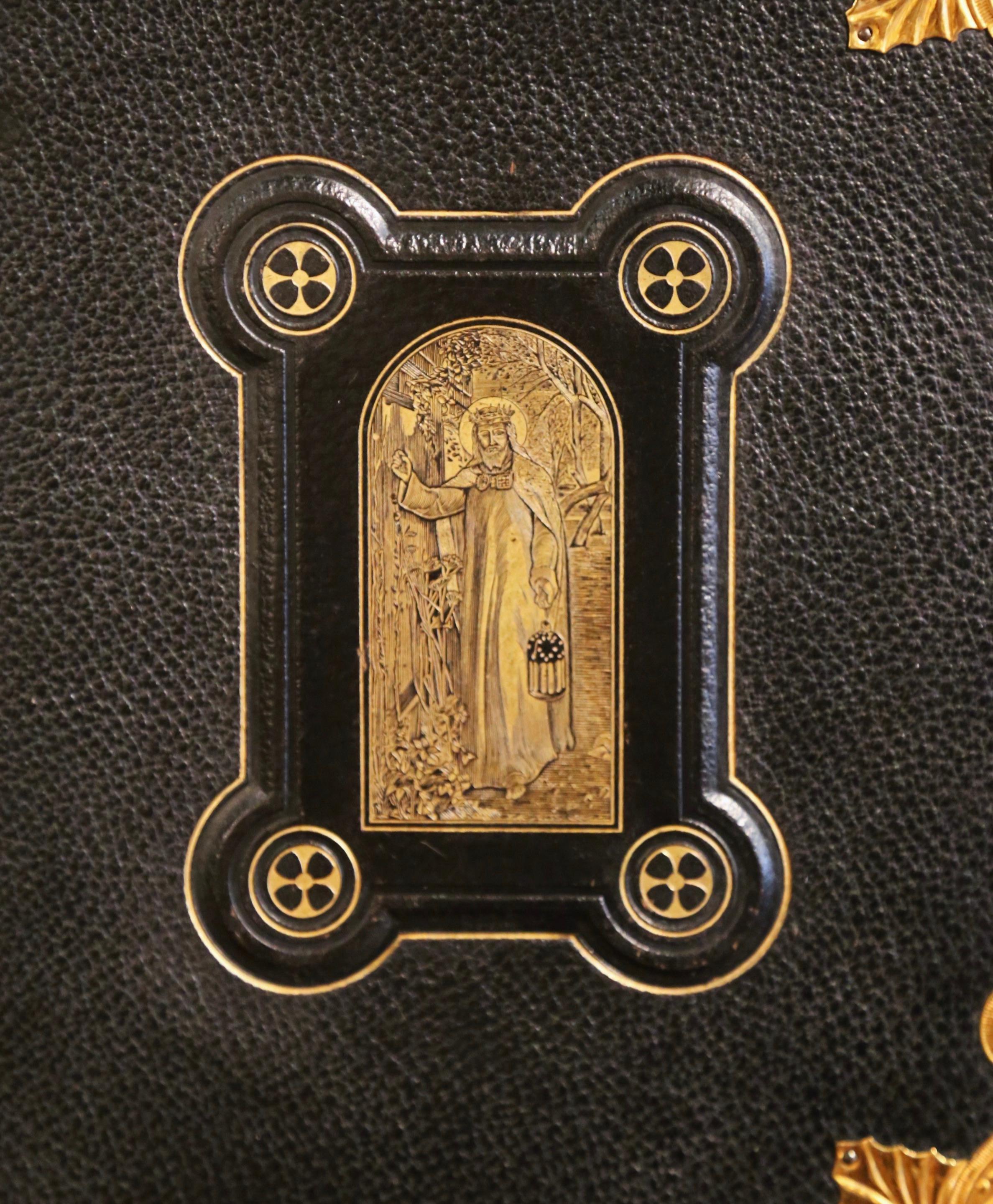 Embossed 19th Century English Leather Bound and Brass Locks National Family Holy Bible