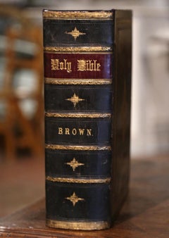 19th Century English Leather Bound and Gilt Holy Bible by John Brown Dated 1864