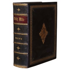 Santa Biblia inglesa del siglo XIX, encuadernada en piel y dorada, de John Brown, fechada en 1864
