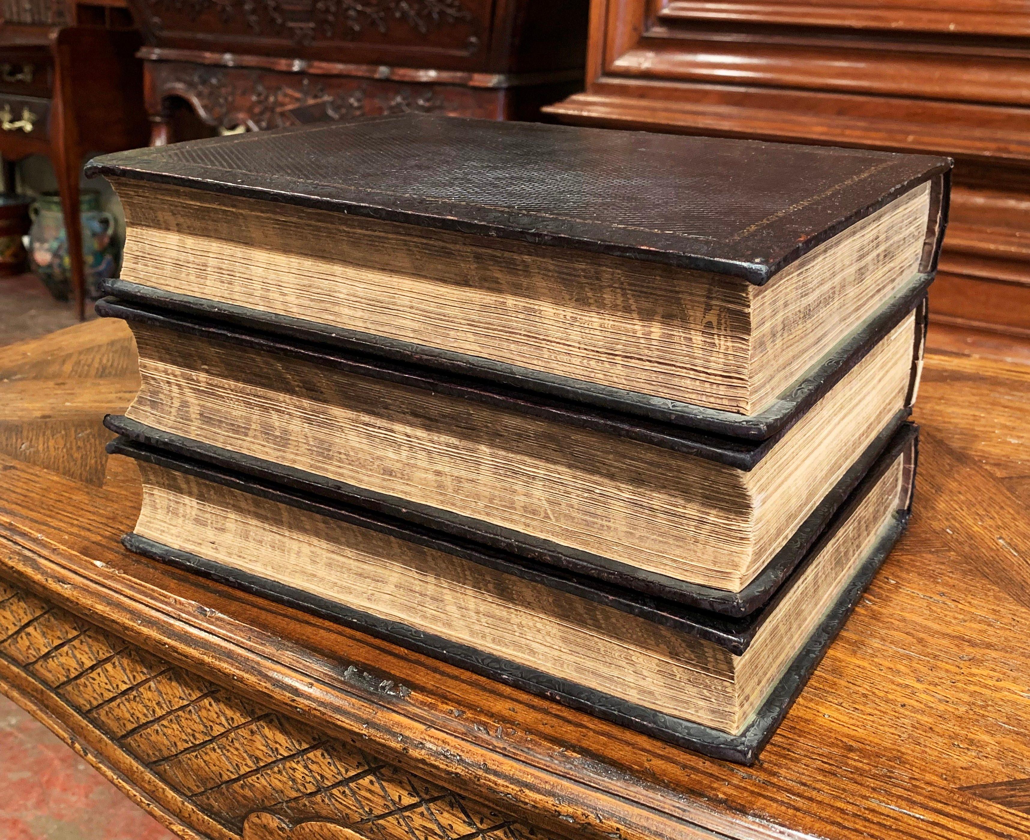 19th Century English Leather Bound and Gilt Holy Family Bible, Three Volumes 1