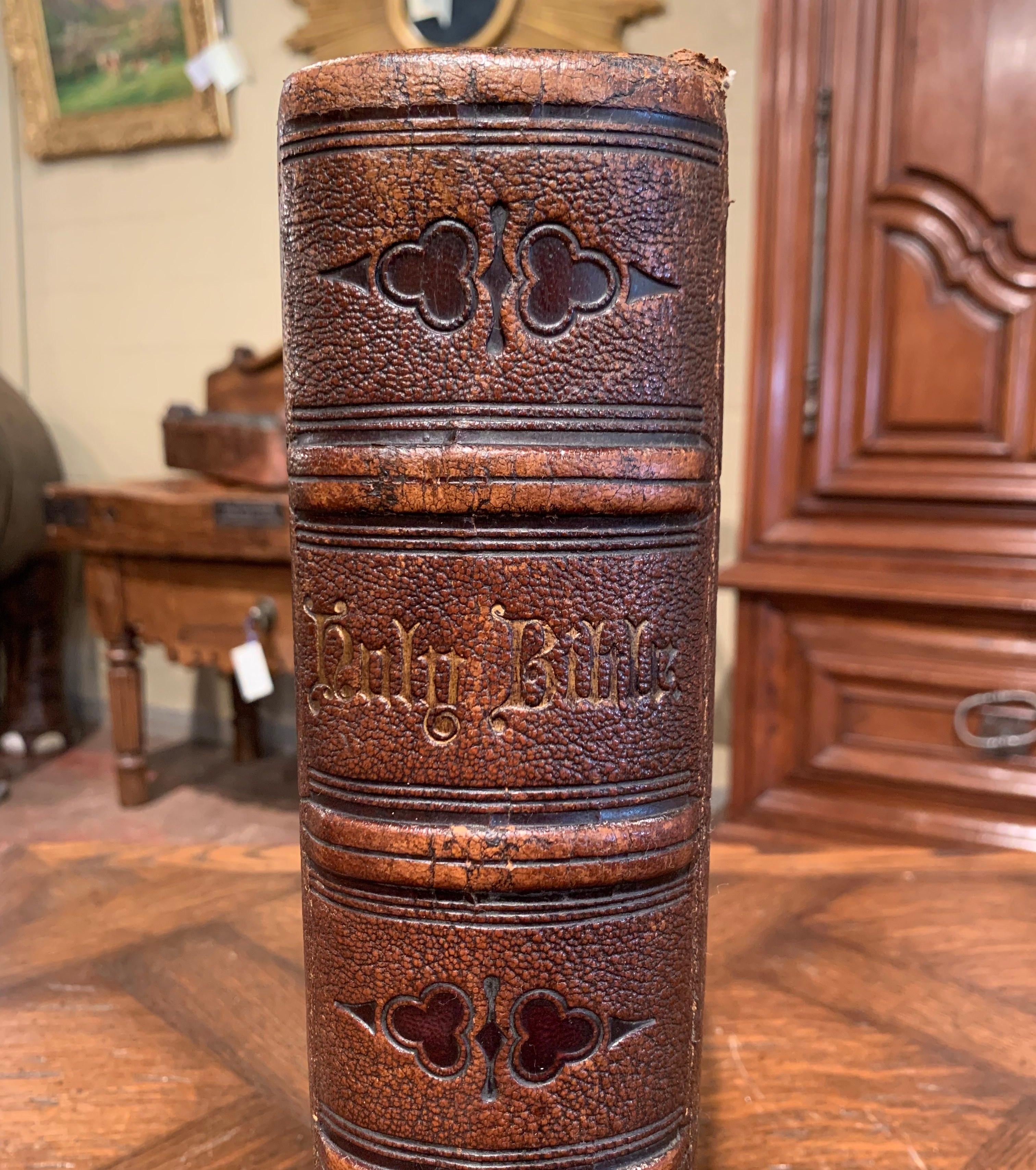 Hand-Crafted 19th Century English Leather-Bound Holy Bible, Dated 1866