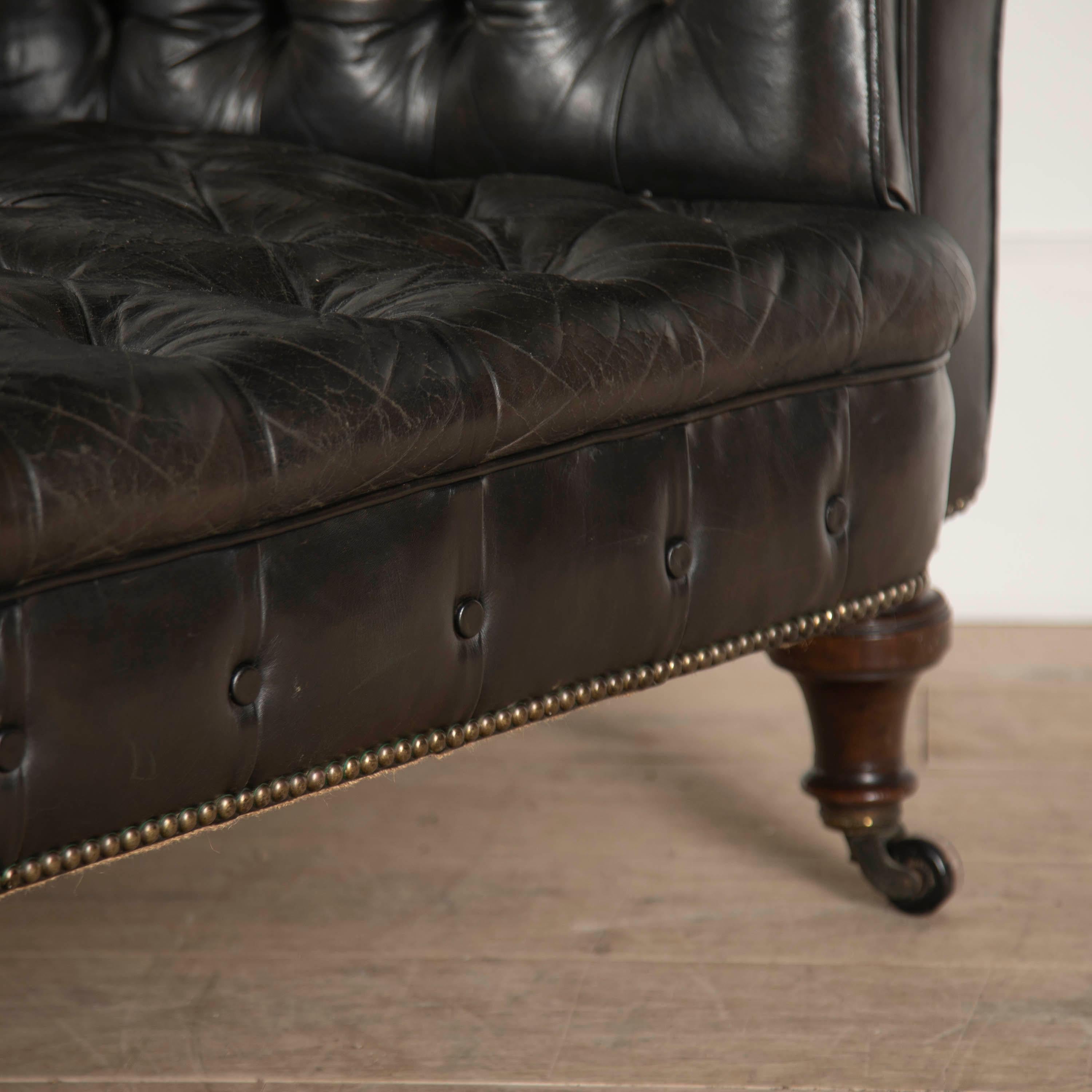 19th Century English Leather Chesterfield 3