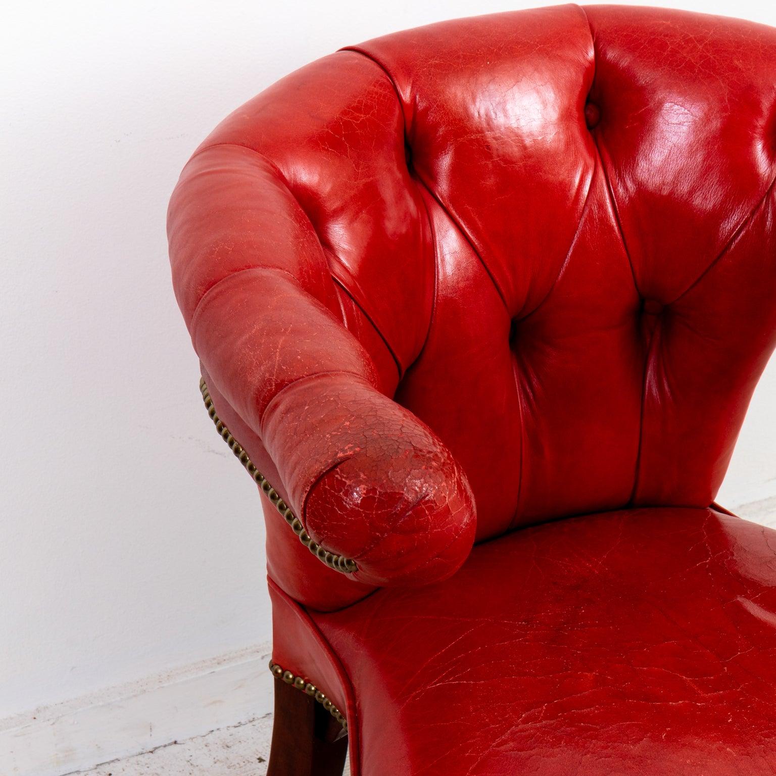 19th Century English Leather Cock Fighting Chair For Sale 2