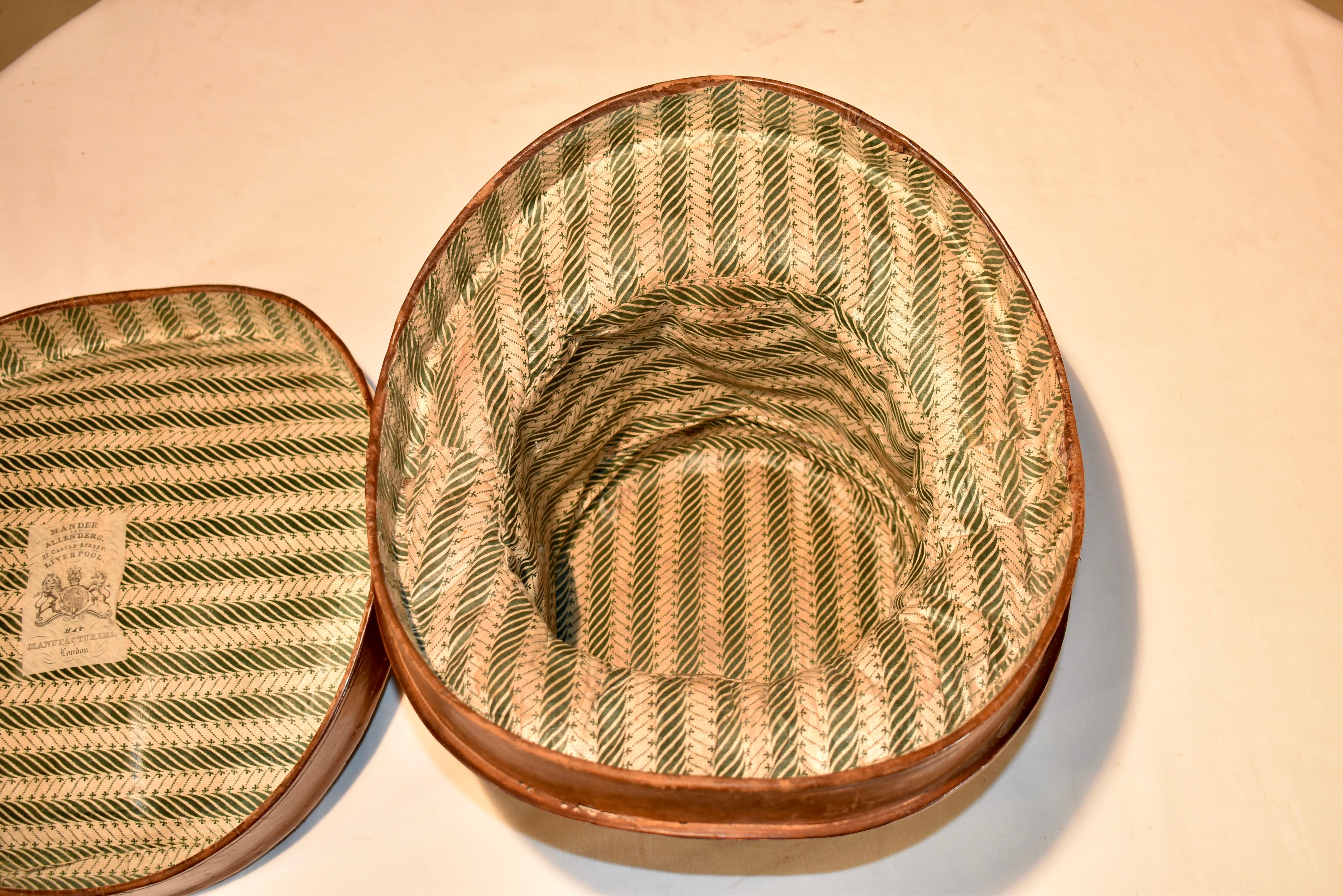 Caja de sombreros inglesa de cuero del siglo XIX 5