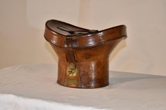 19th Century English Leather Hat Box