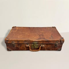 19th Century English Leather Suitcase